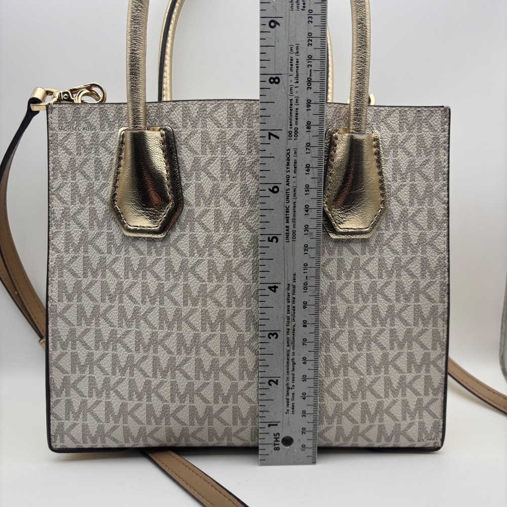 Michael Kors Satchel Women Small Vanilla Monogram Structured Modern - Picture 10 of 12